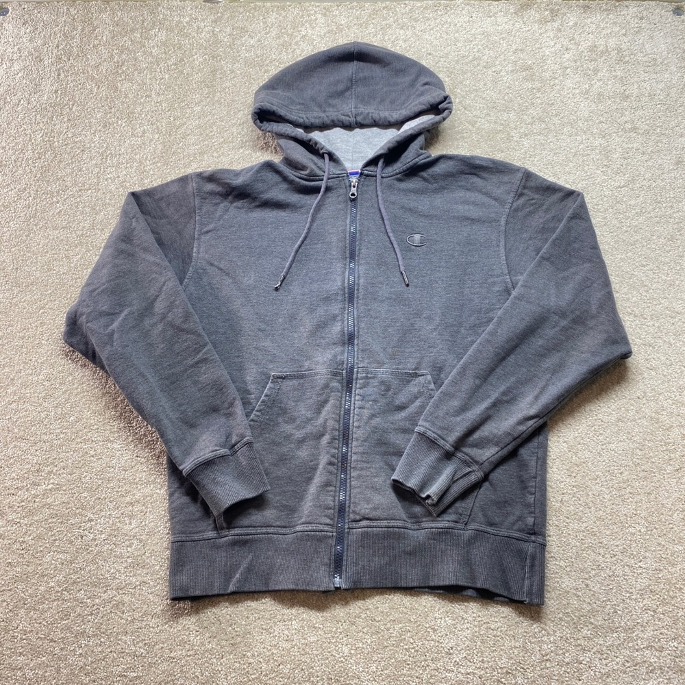 Champion Sweater Mens Medium Grey Full Zip Hoodie Authentic Athleticwear